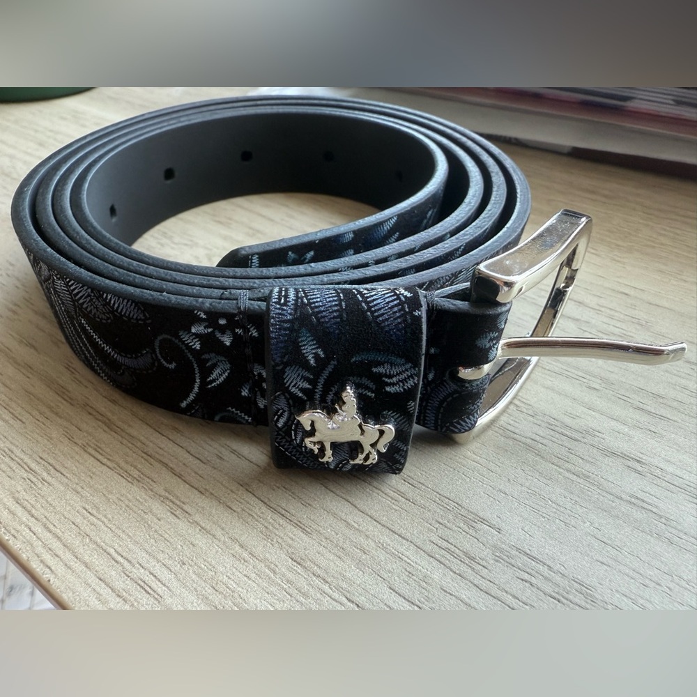 Embassy London Genuine Leather Patterned Blue Men's Belt